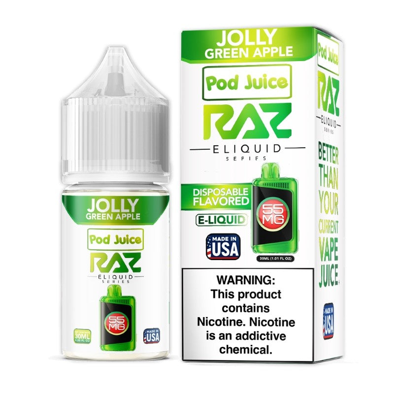 Jolly Green Apple Pod Juice RAZ Disposable Collab Nic Salt E-juice 30ml Clearance